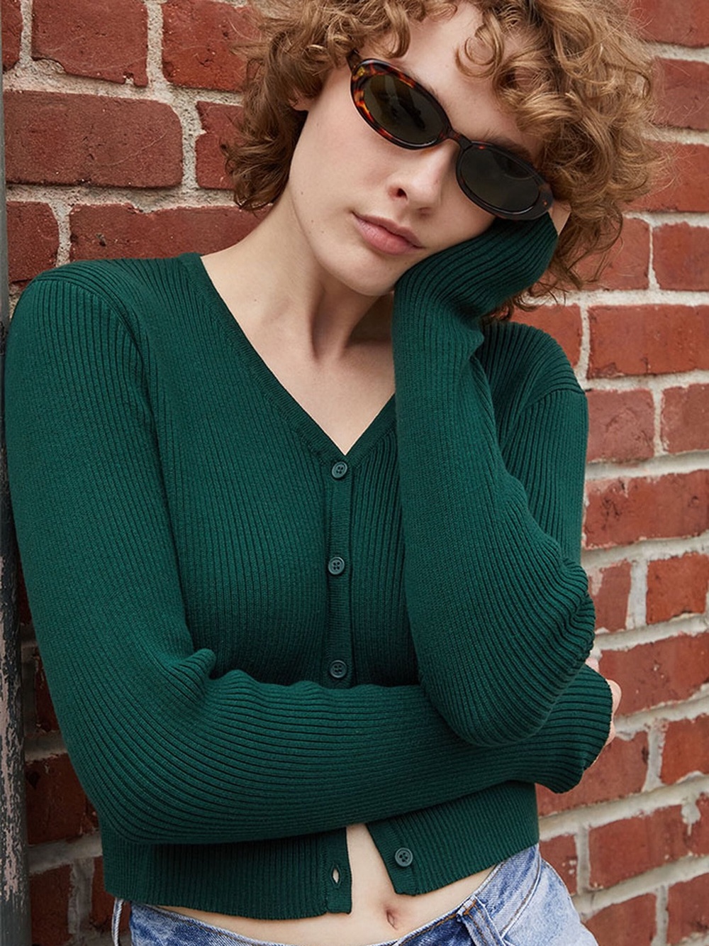 Brandy Melville Shannon Cardigan in Green Size S